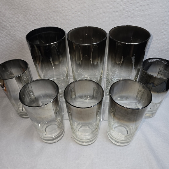VINTAGE SET OF 8 DOROTHY THORPE STYLE SILVER FADE HIGHBALL GLASSES - Picture 4 of 8